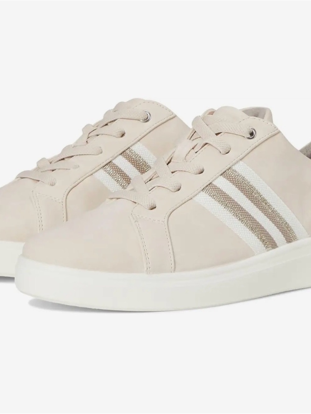 Bzees Women's Light Beige Lace-Up Sneakers with Metallic Stripe
